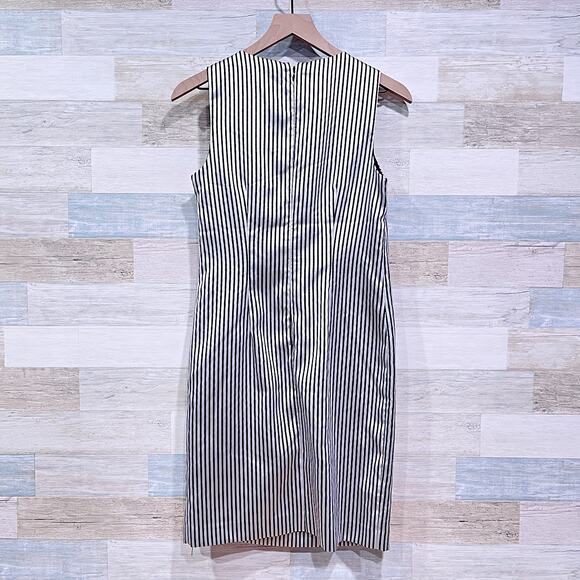 Banana Republic Double Bow Tafetta Shift Dress Navy White Stripe Womens 0 - Picture 5 of 9